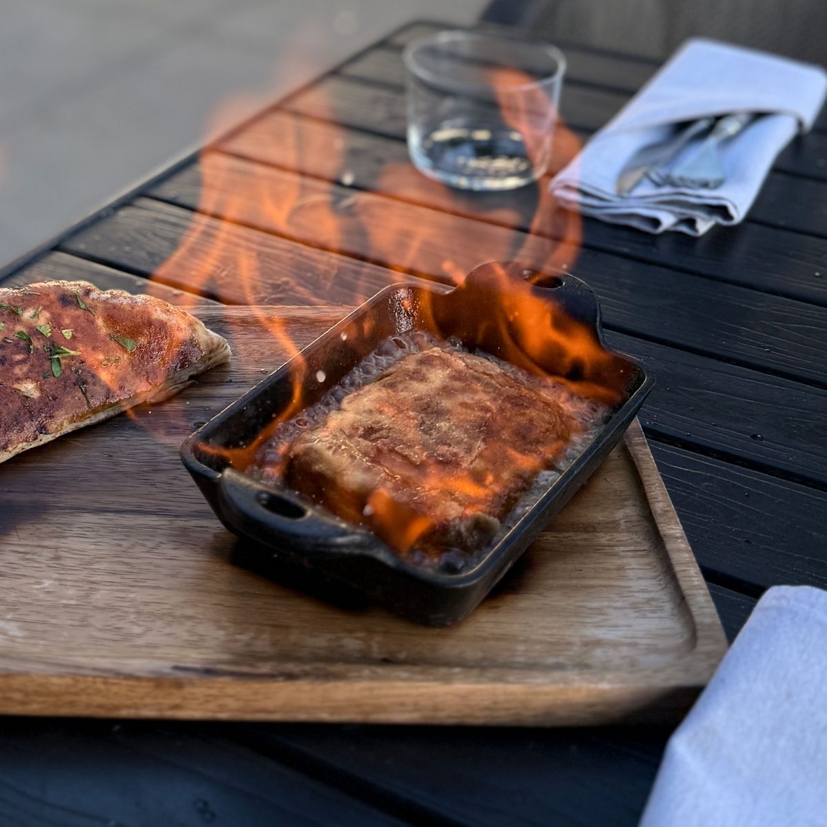Table side Flaming Halloumi